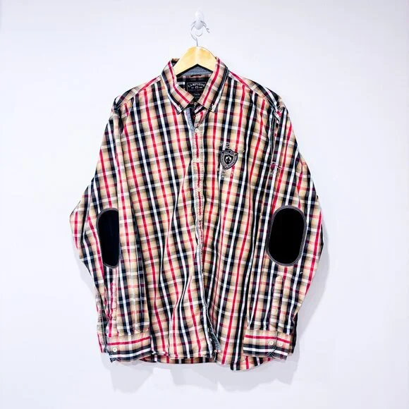 CAMPIONE | Plaid Button-Down Shirt Beige Black Red Men’s | XXL * - Picture 1 of 9